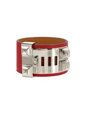 Hermes Collier de Chien Bangle Epsom le Jucazak Silver Bracelet
